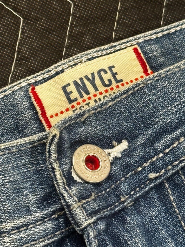 Enyce Mens Y2K Baggy Jeans 38×33 Washed Blue Denim Wide Leg Streetwear Hip Hop