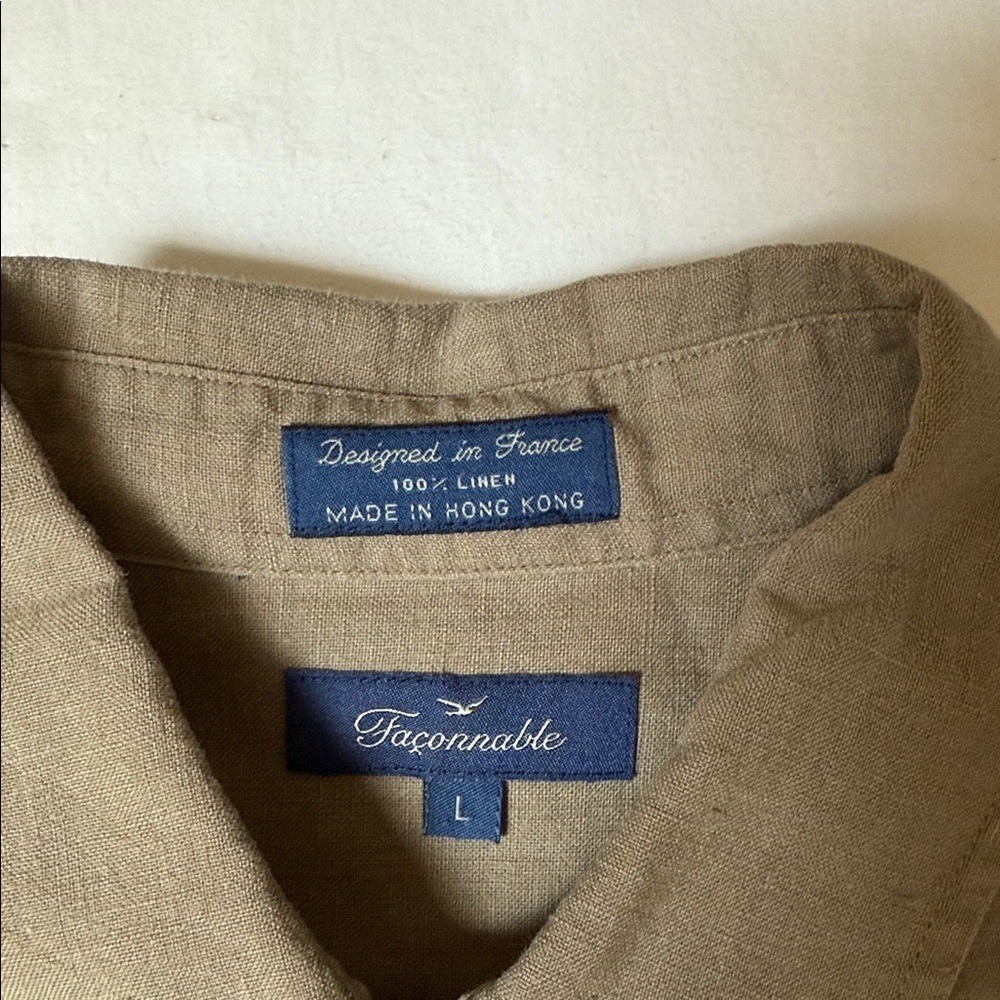 Faconnable Beige 100% Linen Shirt