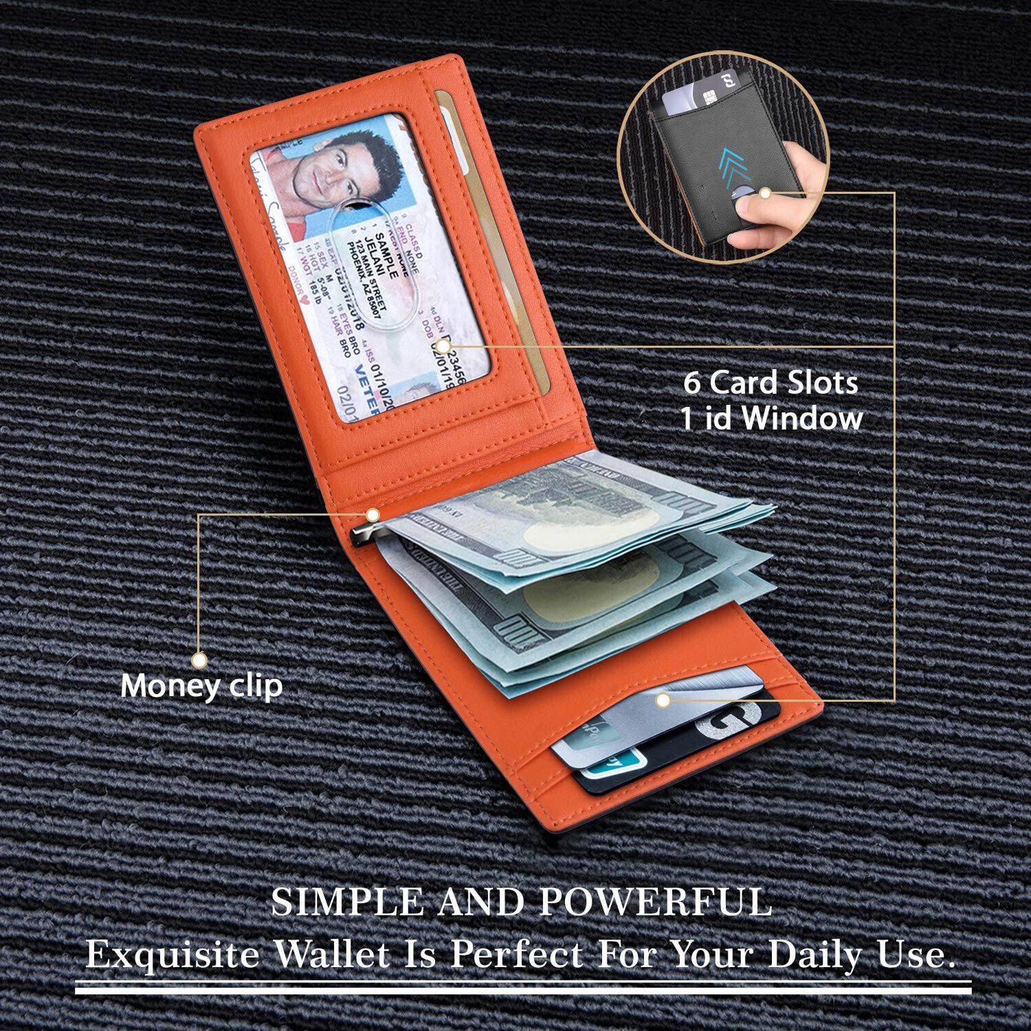 Mens Slim Wallet RFID Blocking Bifold Wallets for Men Minimalist Genuine Leather