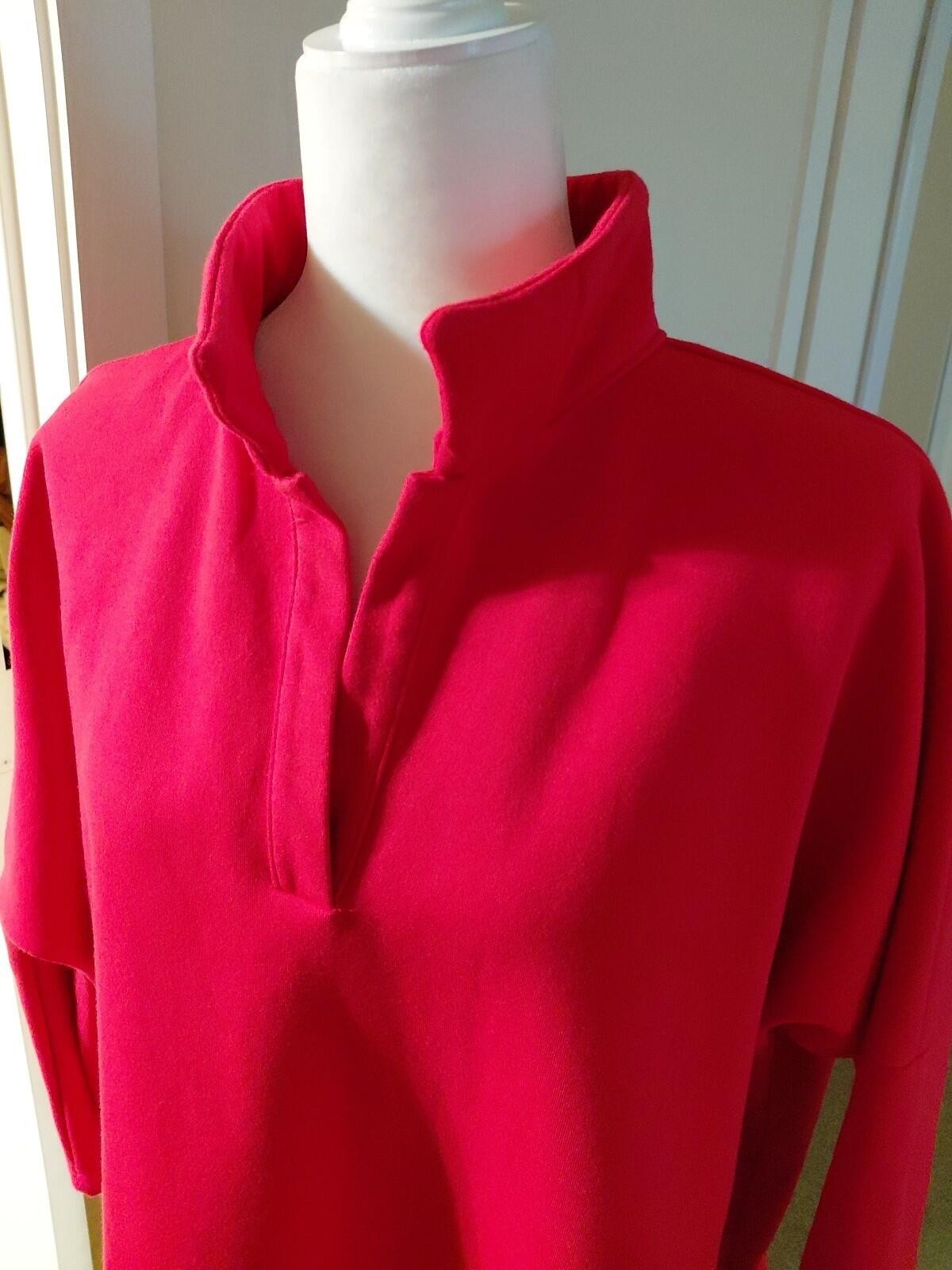 Pomander Tunic Size L Red Stand Collar Good Condition Returns Accepted