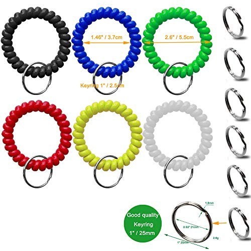 Wrist Keychain Spring Spiral Stretch Coil Wristband Key Ring Key Chain, for …