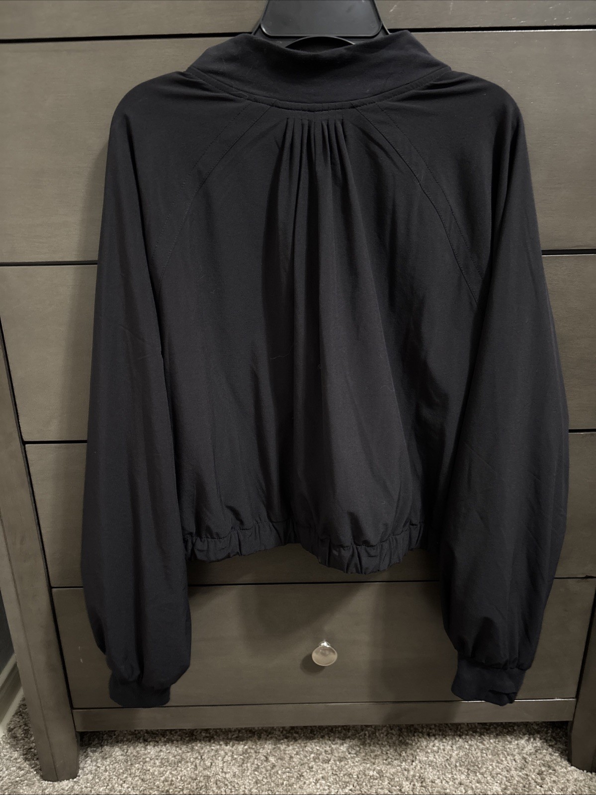 Athleta Girl Good Days Bomber Size XL 14 Black Full Zip Jacket Thumbholes Active