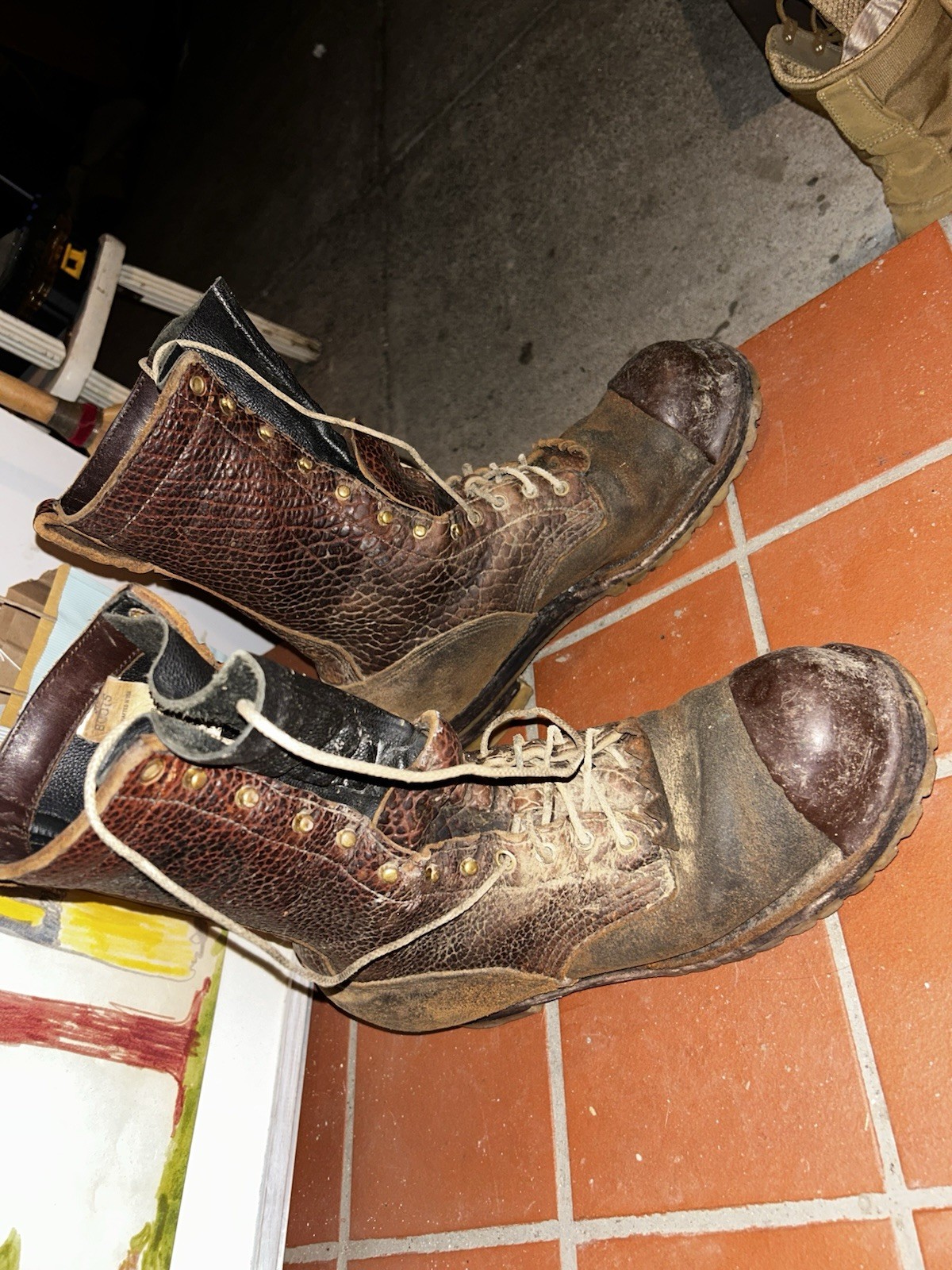 JK Bison Logger Boots 9.5 B Composite Toe Lineman Shank Tuff Toe