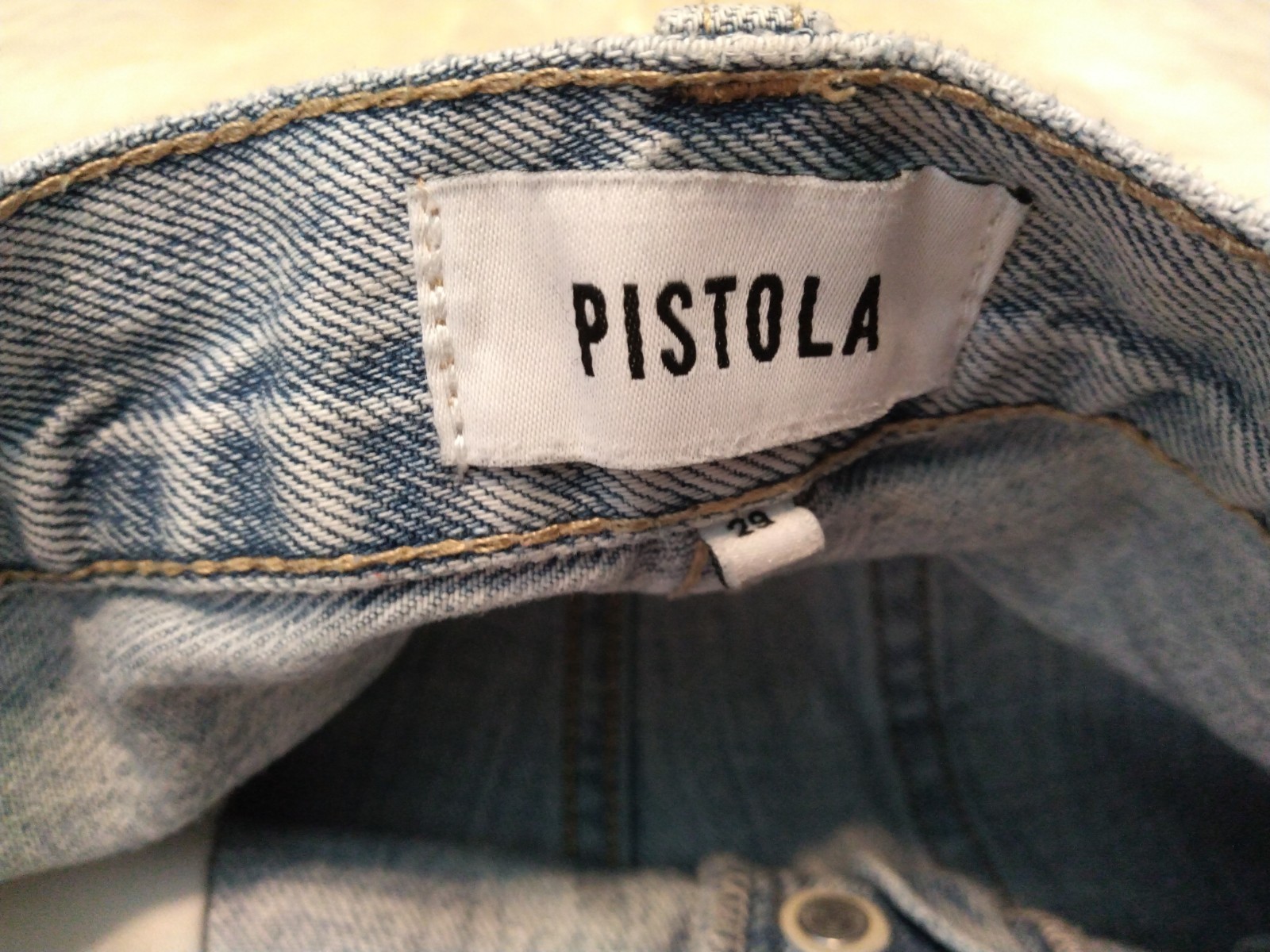 Pistola Light Wash Distressed Denim Cut Off Shorts High Rise Pockets Women’s 29