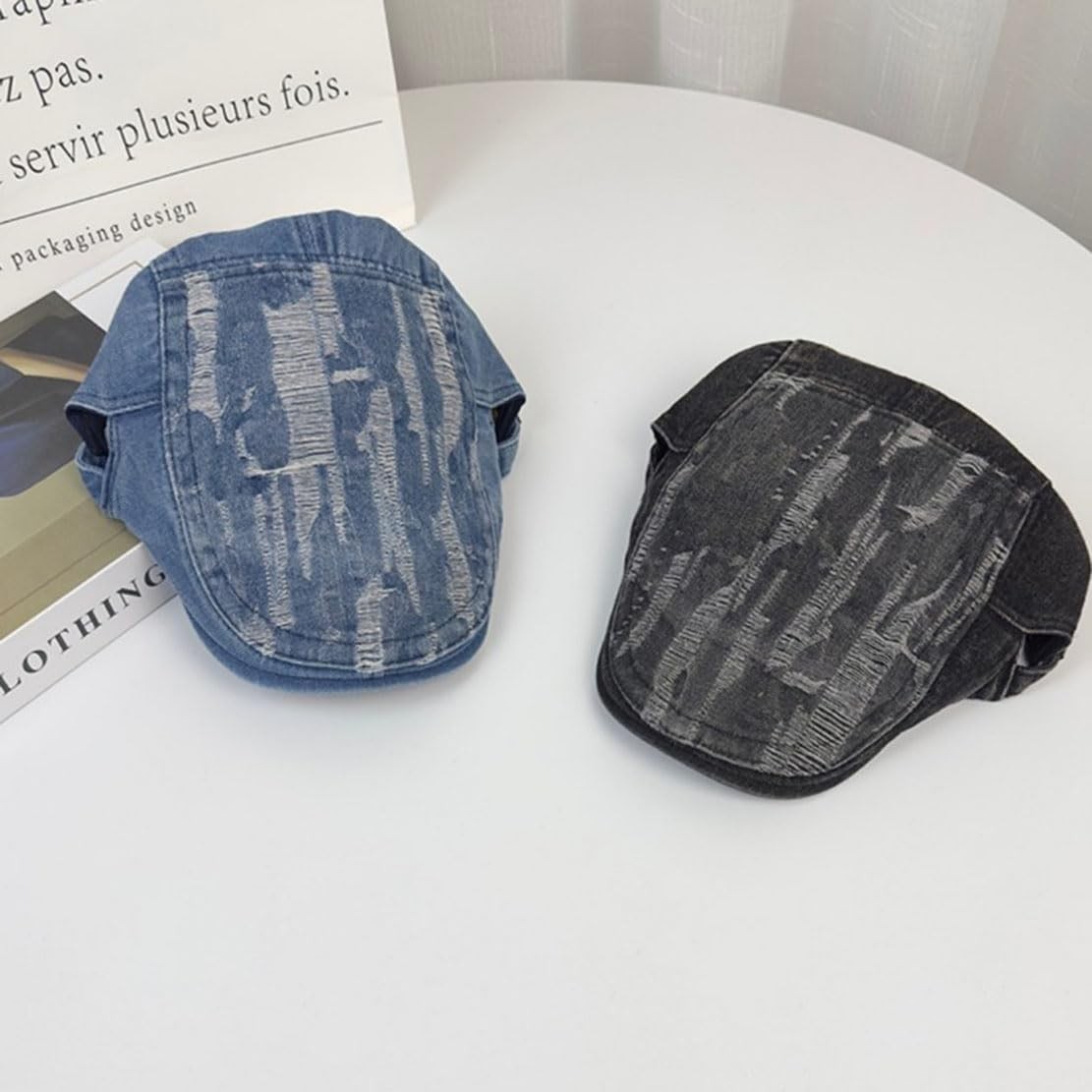 Mens Denim Newsboy Flat Cap Gatsby Ivy Cabbie Hat Driving Cap Vintage Style