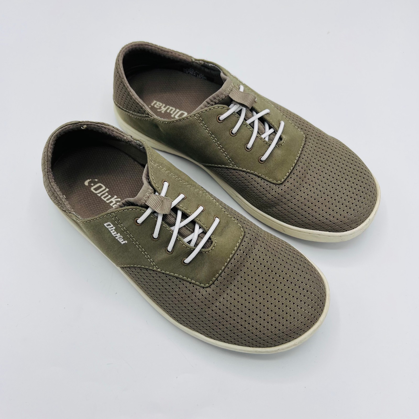 OluKai Nohea Moku Men’s No Tie Boat Shoes Size 7 $120 in Clay Tapa