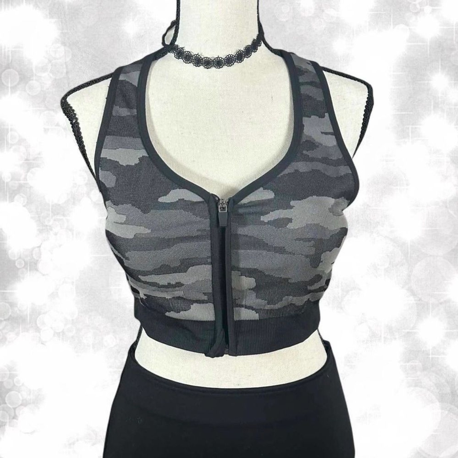 Avia Camouflage Zip-Up Performance Sports Bra