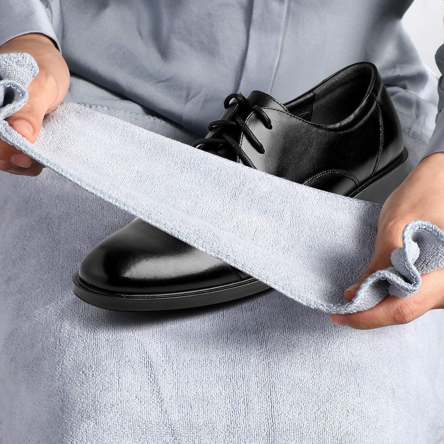 10 Pcs Shine Shoes Cloth Kit Polish Dauber Applicators Cleaning Small, Gray