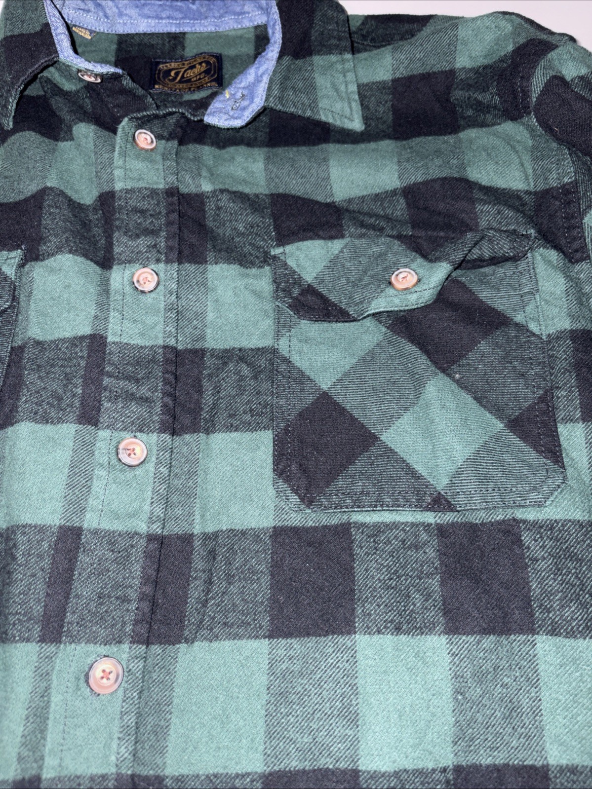 Jacks MFG Heritage Flannel Shirt Men’s XXl Green Black Plaid Cotton Button Up