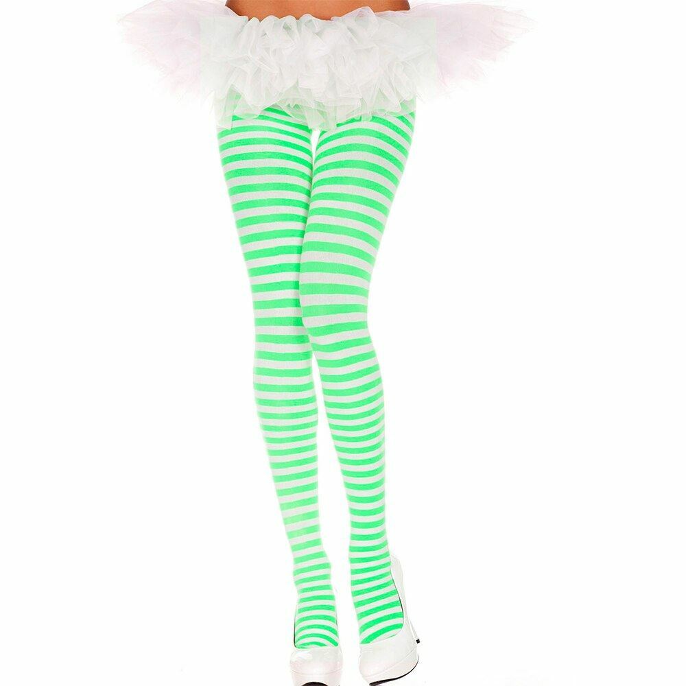Music Legs 7471 Nylon Opaque Striped Tights, Multi Size & Colors Available