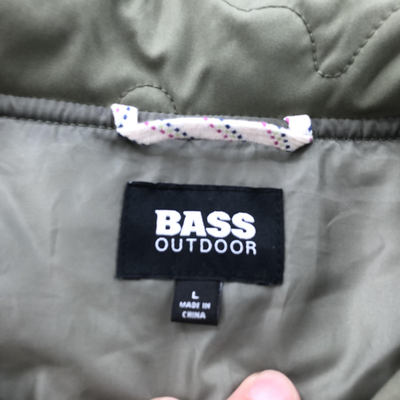 BASS Outdoor Jacket Women Large Green Olive Quilted Snap Front Insulated Pockets