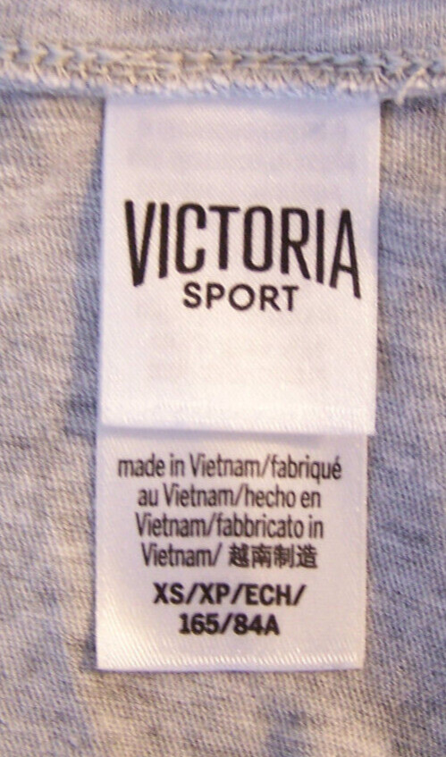 Victoria Sport T Shirt Top Sz XS Strappy Low Cut Back Gray Short Sleeve Stretch