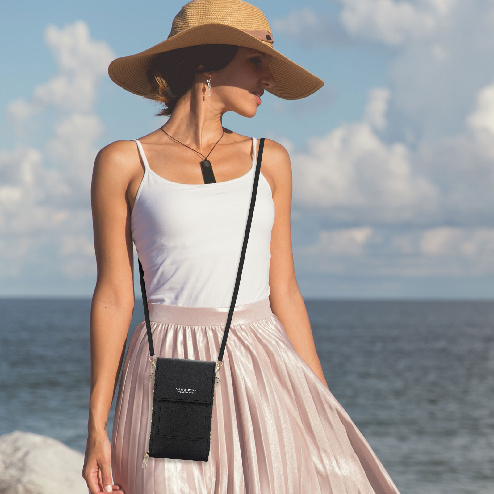 Women Touch Screen Cell Phone Bag Crossbody Shoulder Pouch Purse Key Card Case