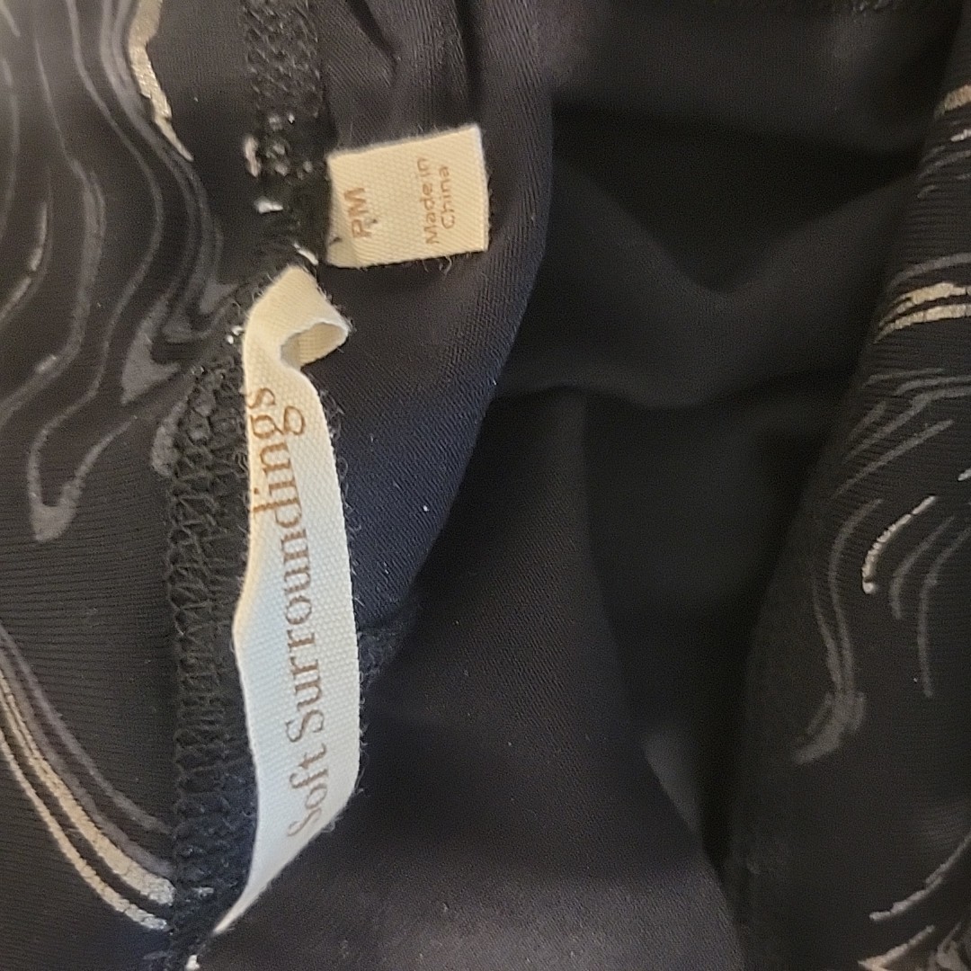 Soft Surroundings 10P-12P Leggings Black Metallic Swirl High Waist NEW