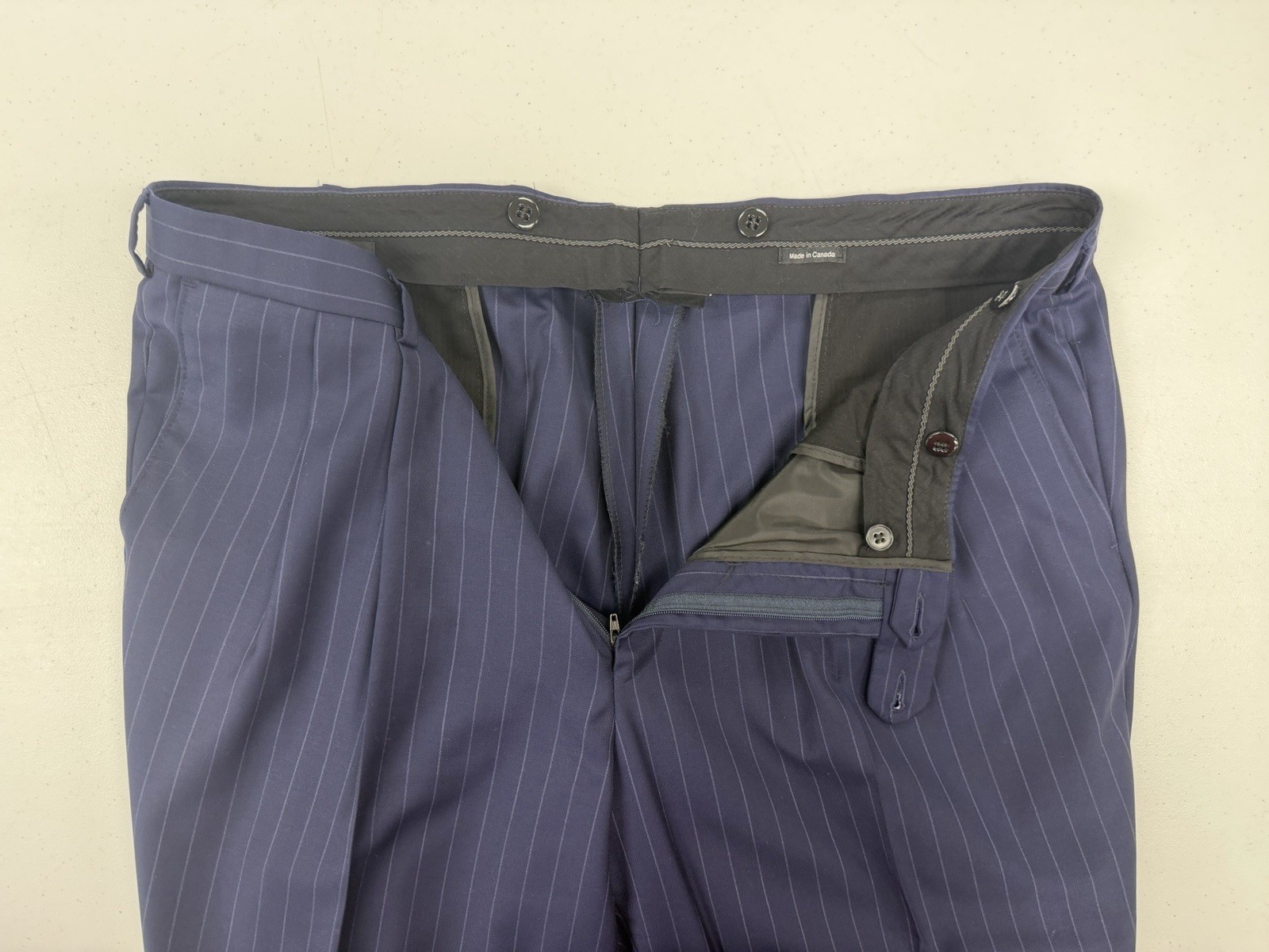Coppley Canada Men’s Navy Blue Striped Super 110s Wool Suit 48R 42X28 $1,098