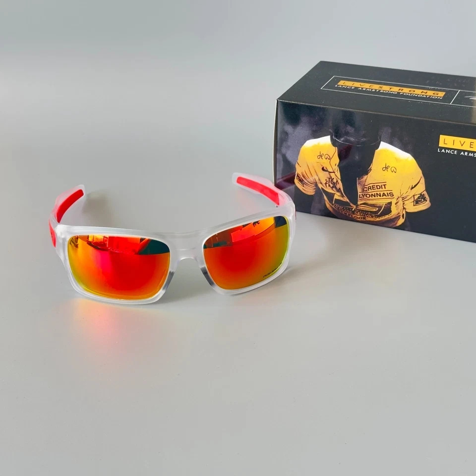 Oakley Turbine OO9263 Clear Frame Prizm Ruby Polarized Red Legs Sunglasses