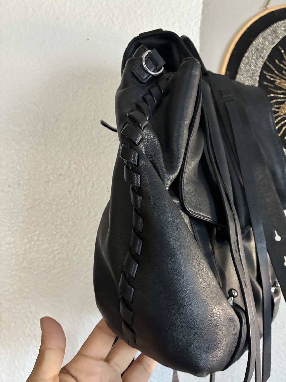 All Saints: Black Leather Backpack | Versatile for All Seasons