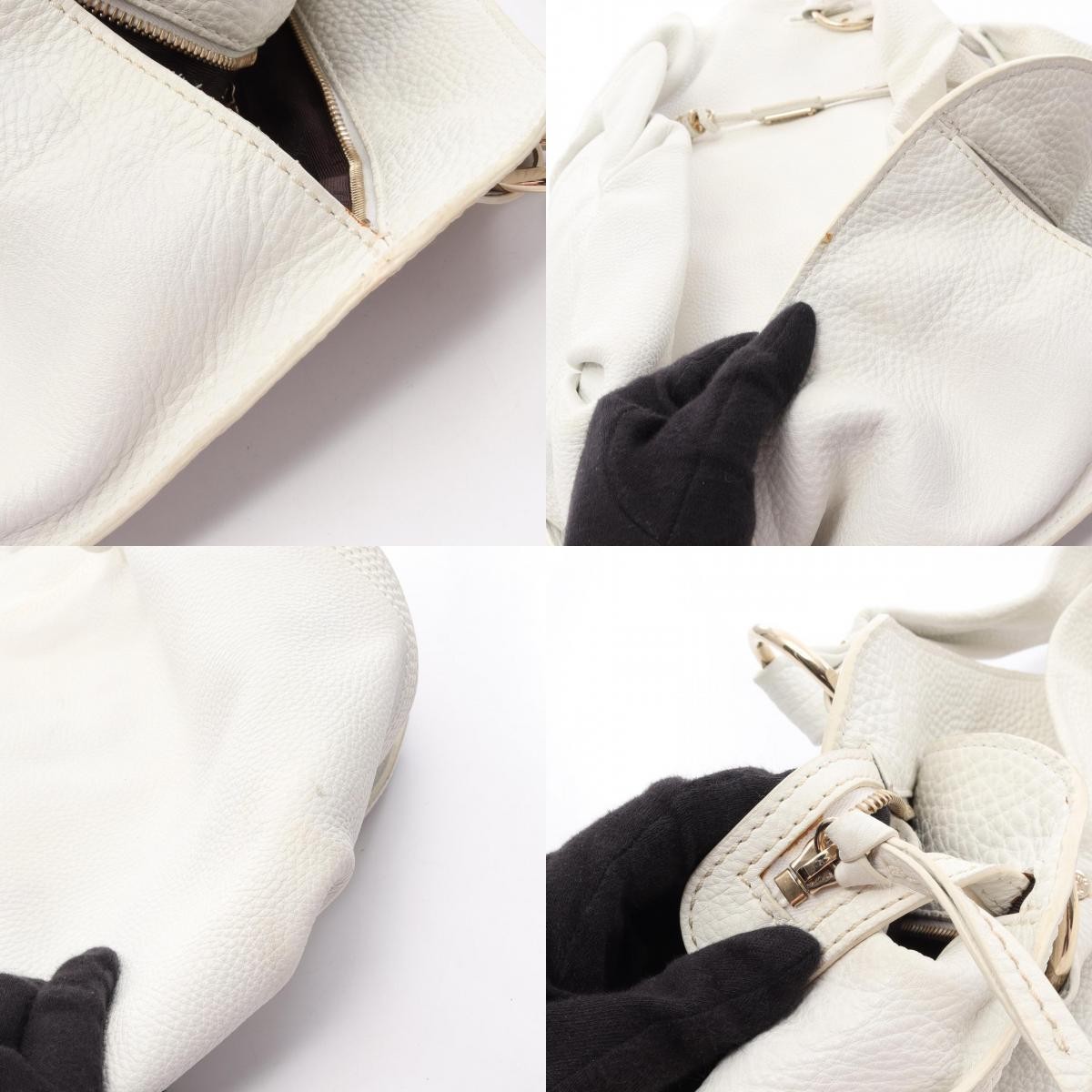 CELINE Bittersweet Shoulder Bag leather White Used Women