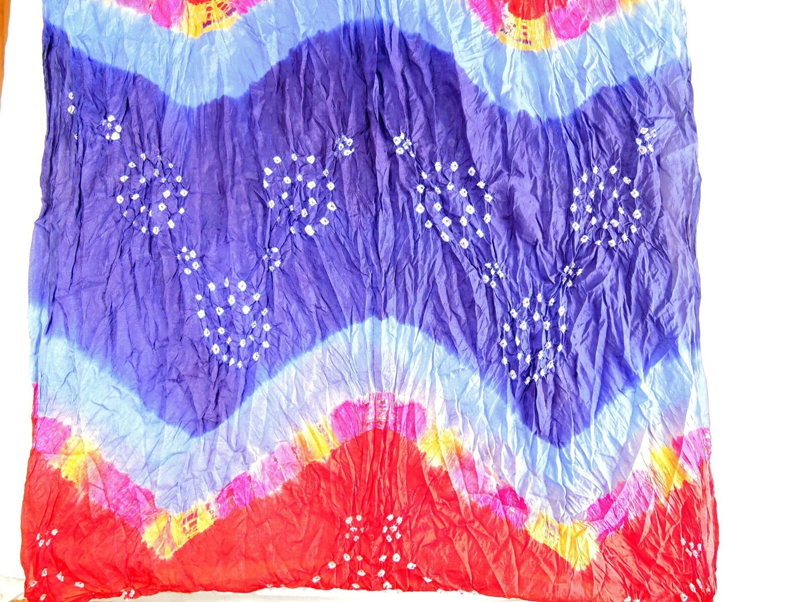 10 WHOLESALE LOT TIE-DYE INDIA SILK SCARF SHAWL WITH BEADS: 30″ X 90″ 10 PCS