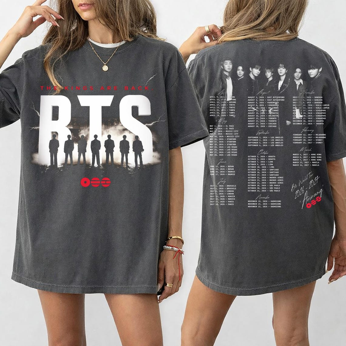 BTS World Tour 2026 Concert Tour Dates K-Pop Graphic T-Shirt