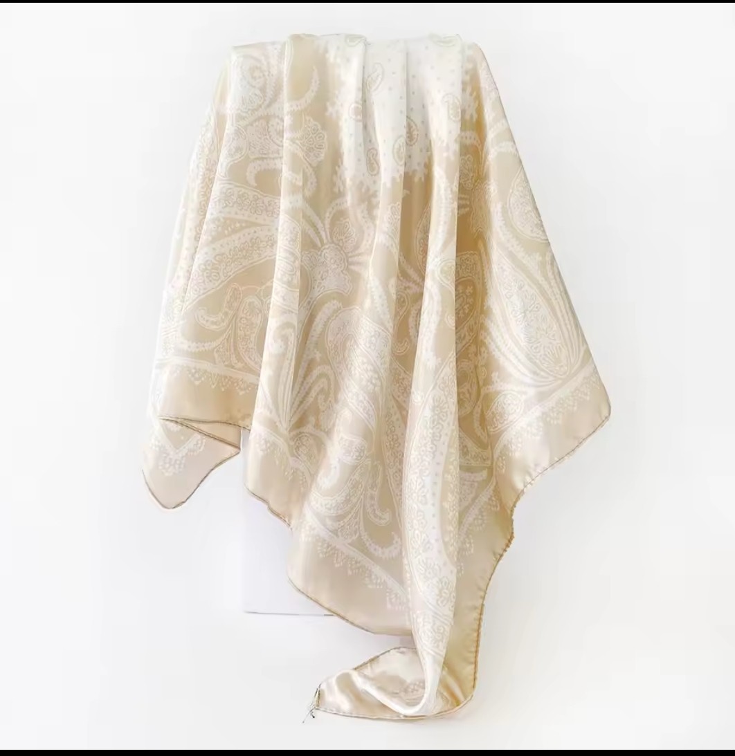 Luxury 90cm Square Satin Silk Feel Scarf Women Print Hijab Shawl Wrap Bandana