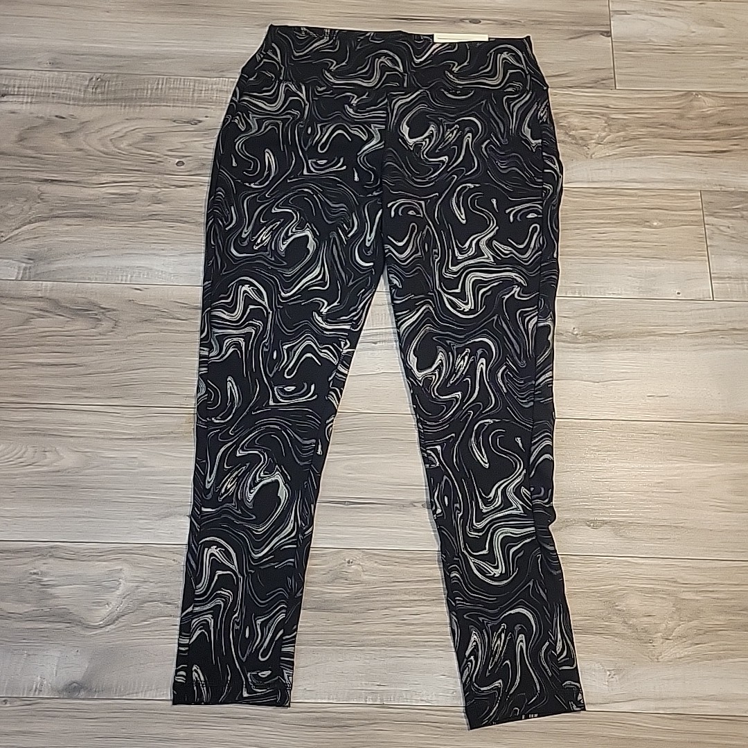 Soft Surroundings 10P-12P Leggings Black Metallic Swirl High Waist NEW