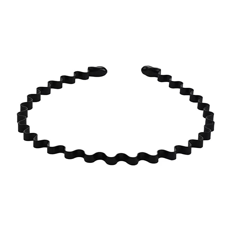 6/1Pcs Fashion Metal Hair Band for Men Women Unisex Black Waved Hair Head Hoop S