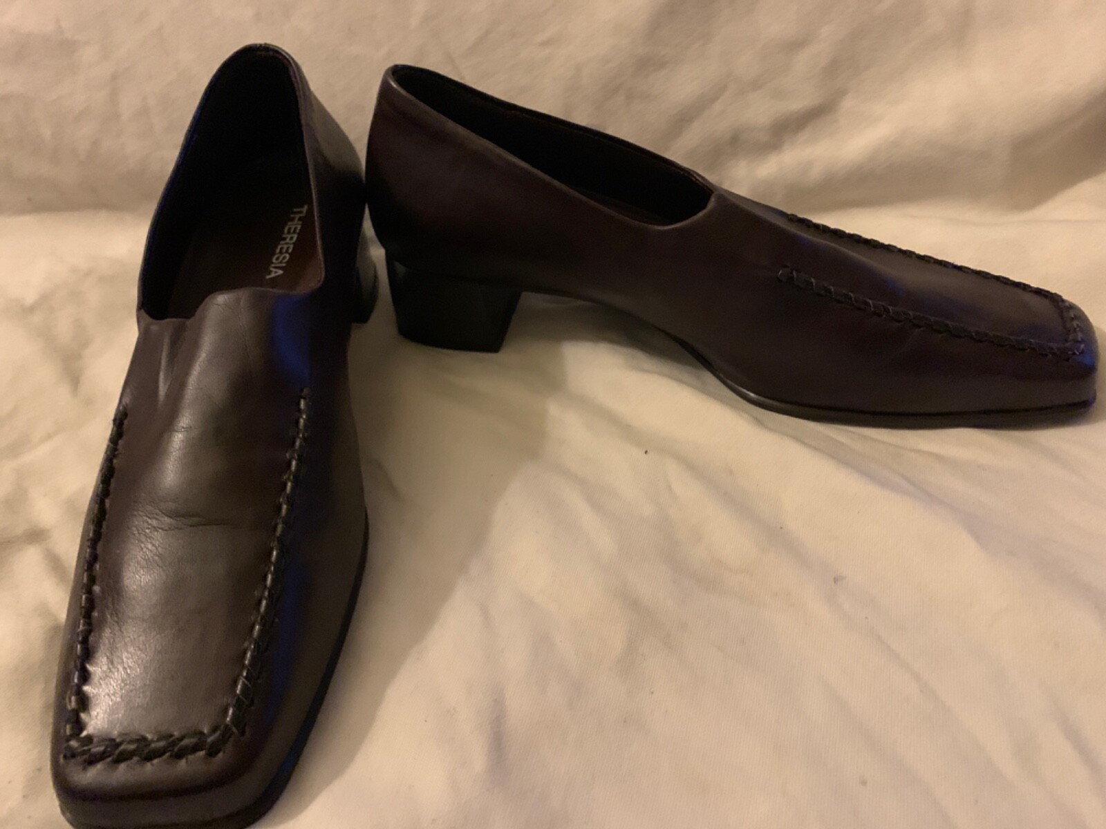 Theresia M. Brown leather block heel slip on uk 6.5. US 9