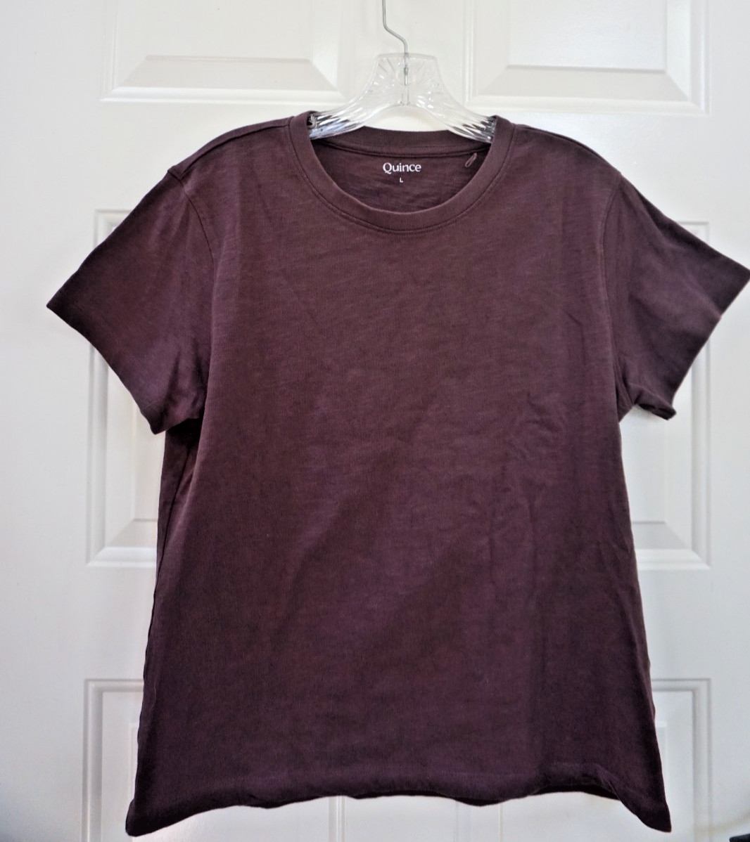 Quince Women’s Minimalist 100% Organic Cotton Tee L Cocoa Brown Quiet Luxury