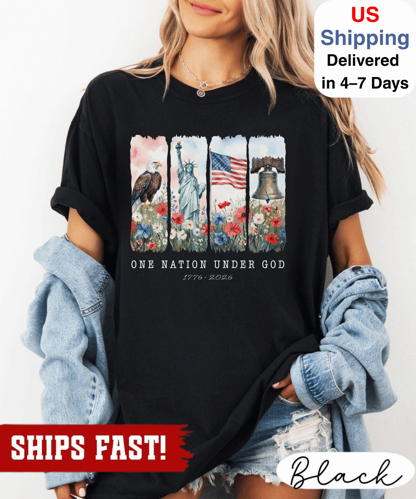 One Nation Under God Shirt, America 250 Anniversary, Patriotic Christian Fourth