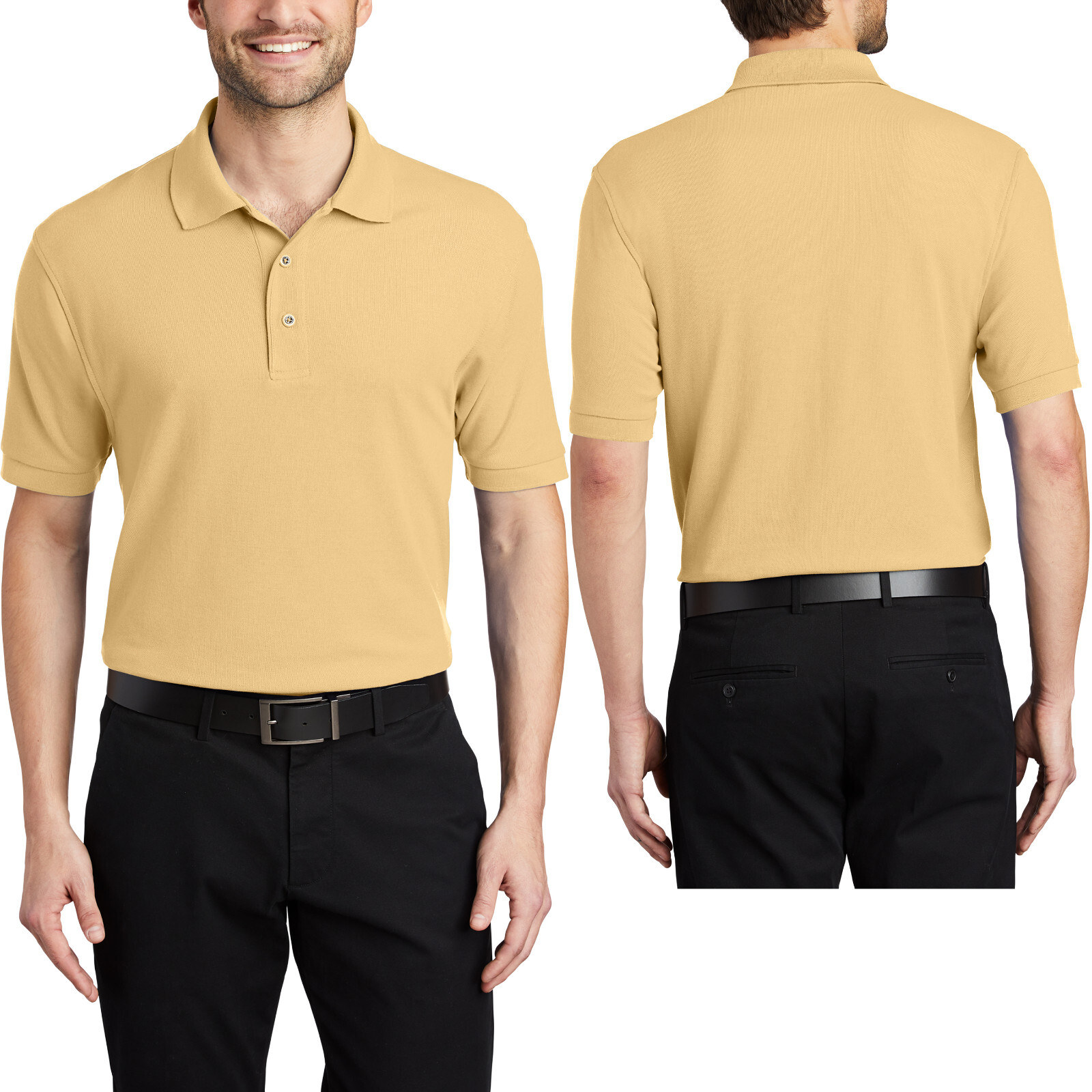 Mens Silky Soft Shrink & Wrinkle Resistant Cotton Blend 3 Button Polo XS-2XL NEW