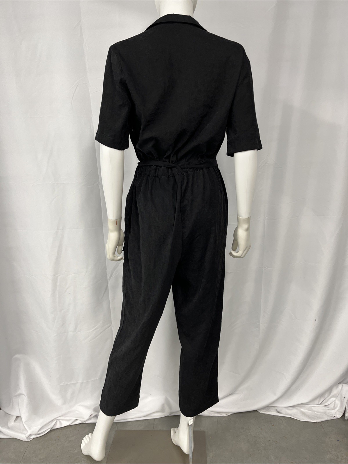 Lira Black Jumpsuit Women’s Medium Liquid Casual Sash Minimalist Fashion