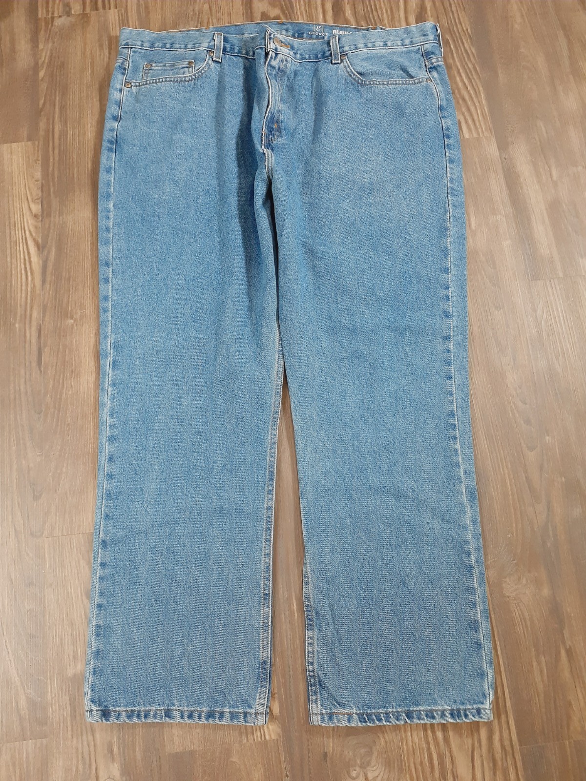 George Mens Medium Wash Regular Fit Straight Leg Jeans 46×32