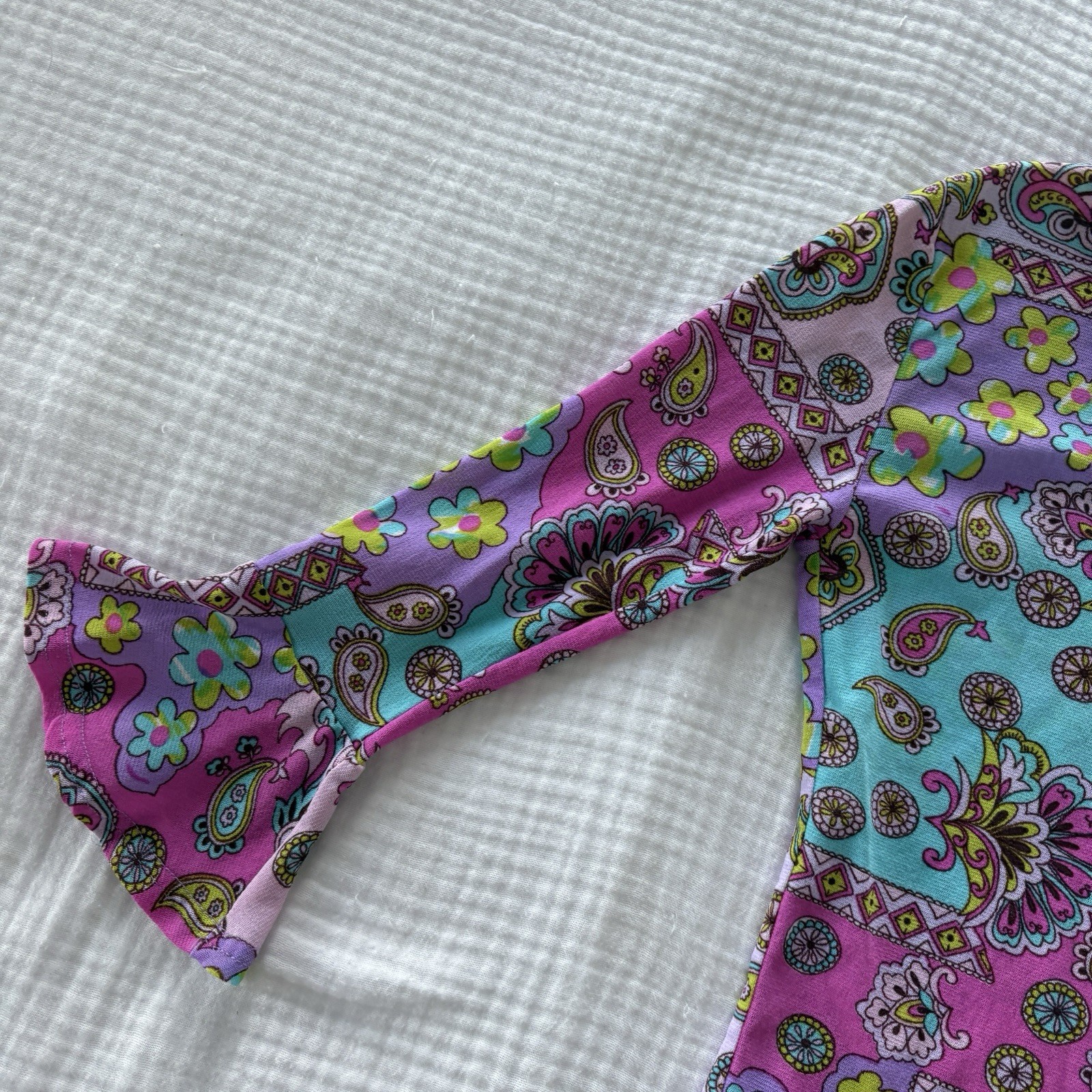 Morgan de Toi Top Vintage Y2K Purple Paisley Floral Mesh Small Women’s Festival