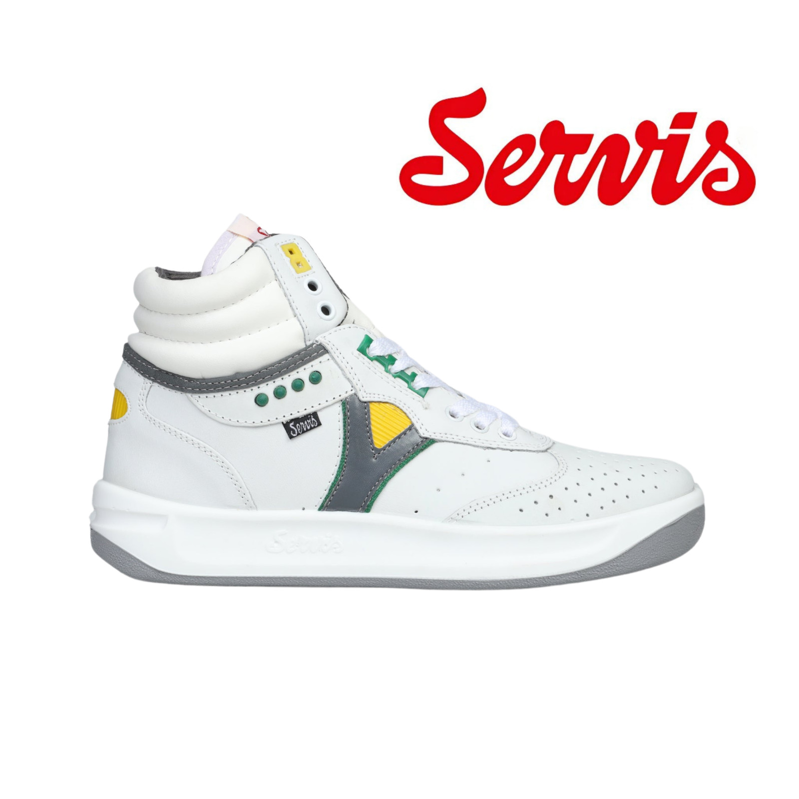 Servis Cheetah High Top Trainers White Yellow Green Shoes Afghani Tali Style OG