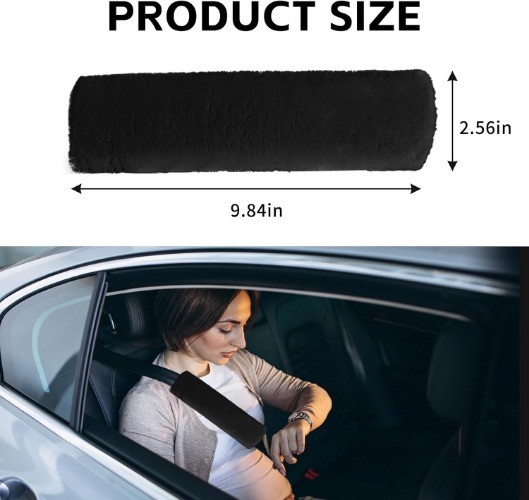 2PCS Soft Plush Car Seat Belt Shoulder Pads for Neck and Shoulder Color: Black