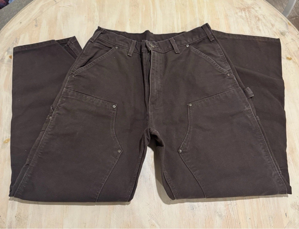 Carhartt Mocha Brown Double Knee Work Wear Carpenter Pants 33×30 B136-DKB