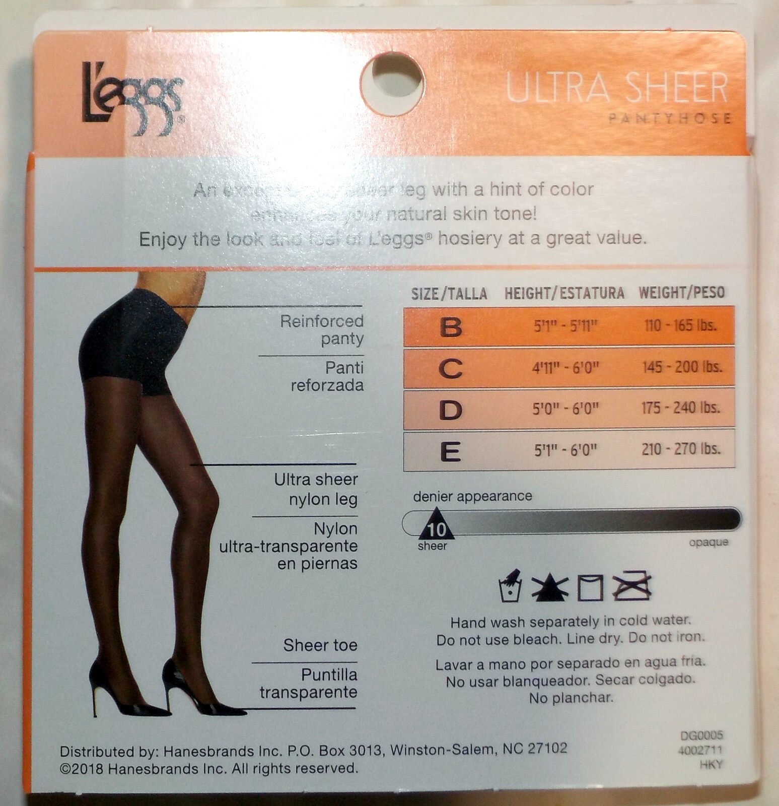 5-Pair New Hose Pantyhose, L’eggs Ultra Sheer Reinforced-Panty DG0005 Coffee C