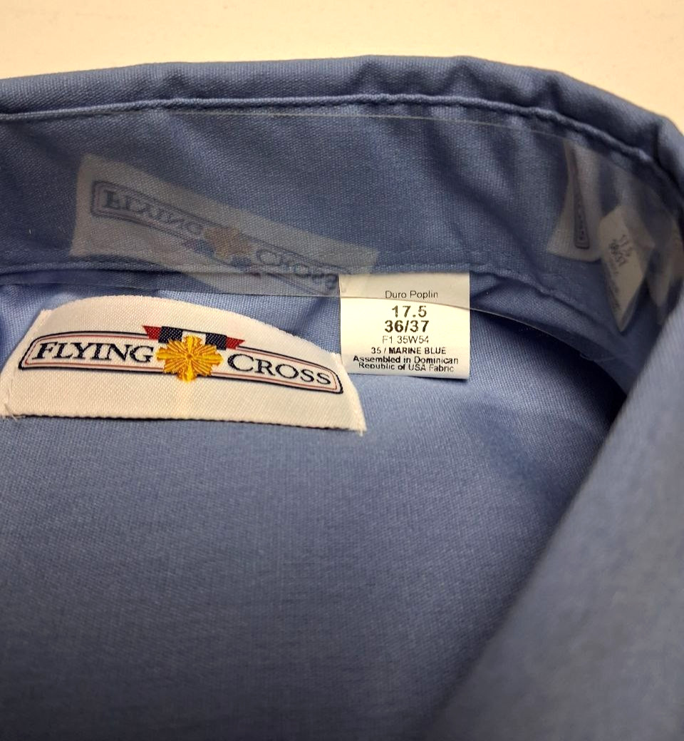 Flying Cross Mens Uniform Shirt Long Sleeve Marine Blue 17.5 36/37