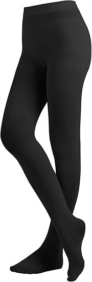 Black Opaque High Waisted Tights, 120 Denier Solid Pantyhose
