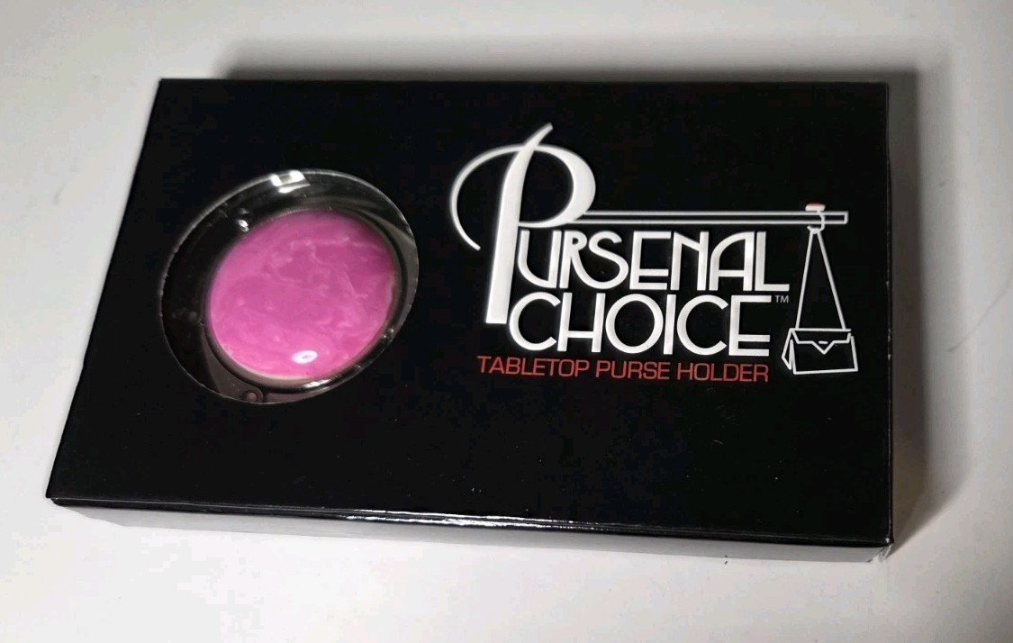 Tabletop Purse Holder Circle Pink Marble Swirl Linked Hook New