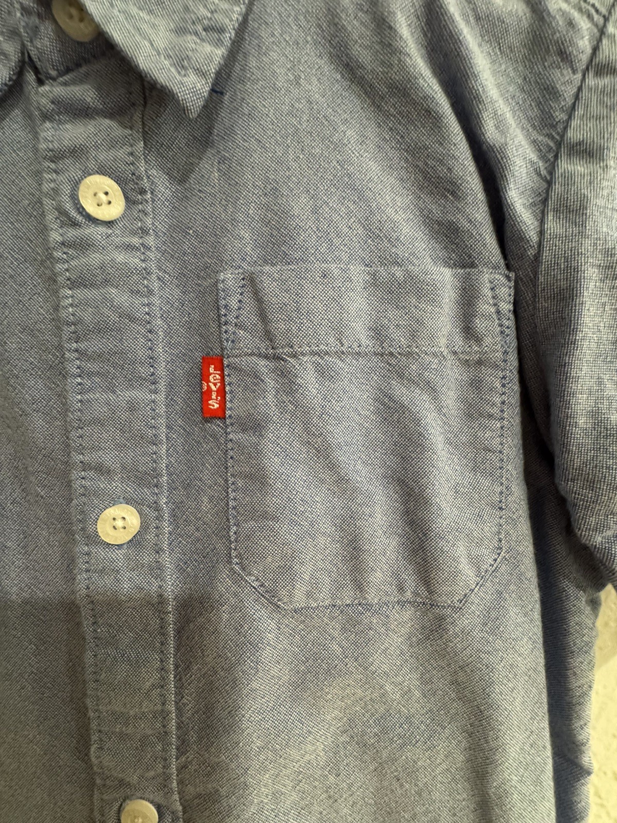 Levi’s Youth Boys Denim Light Blue 100% Cotton Button Up short sleeve Size 6