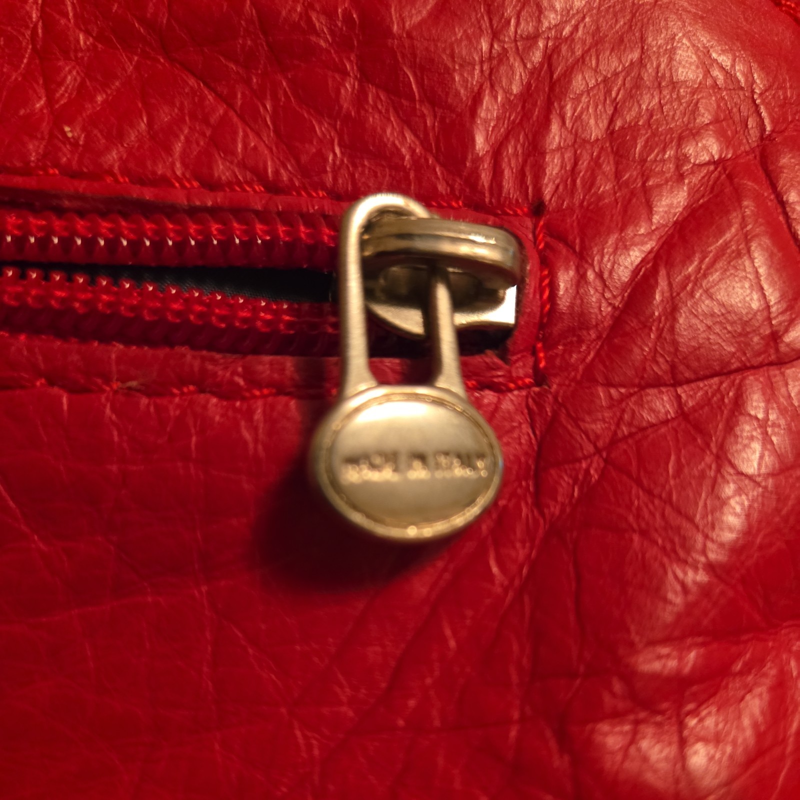Borse In Pelle Red Italian Leather Cross Body Bag tassels EUC