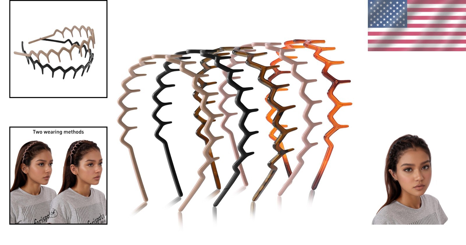 5 PCs Silicone Headbands for Women Non Slip Comb Headband Teeth Non Crackable