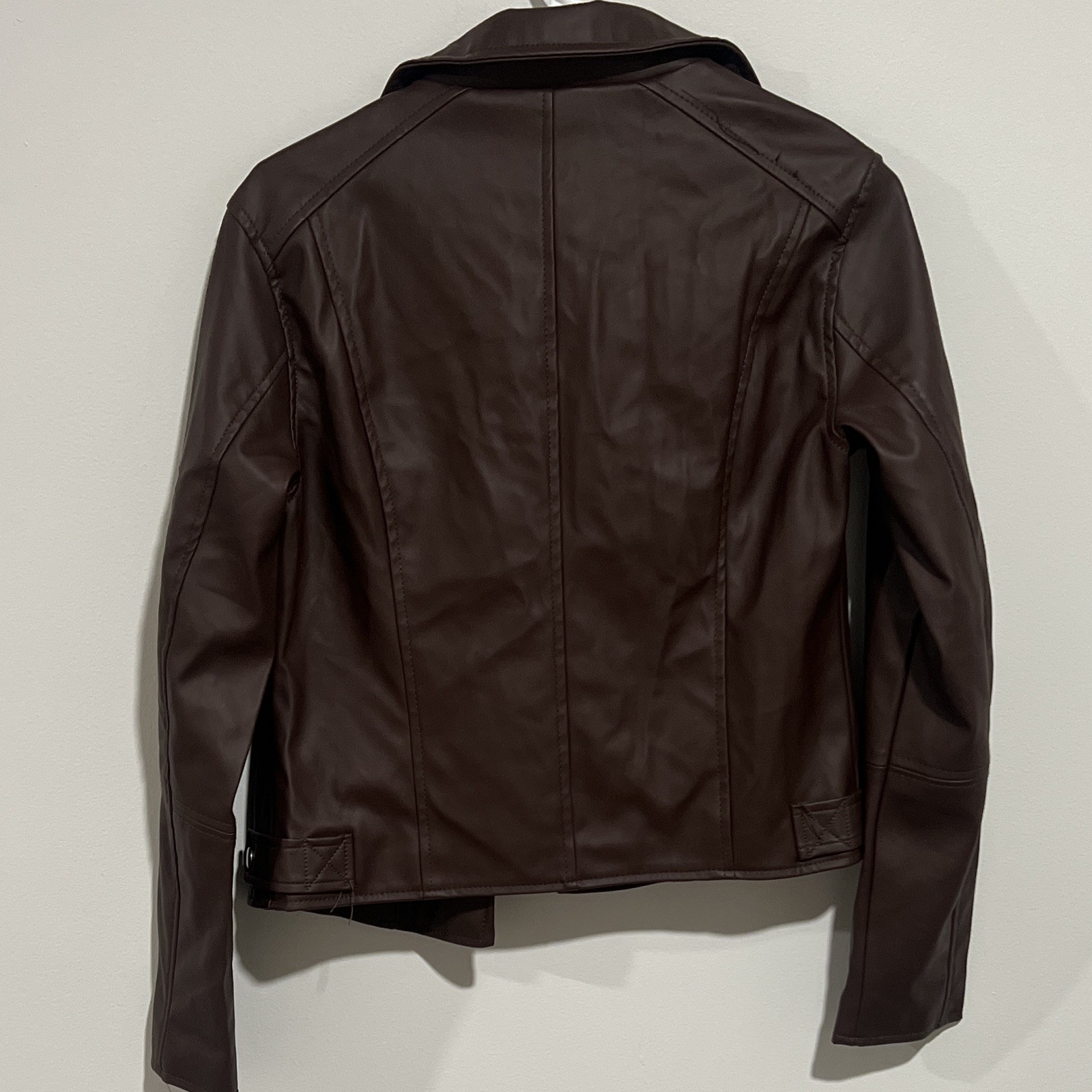 Fashion Nova Never Average Moto Jacket Brown M Zip Lined Pockets Short