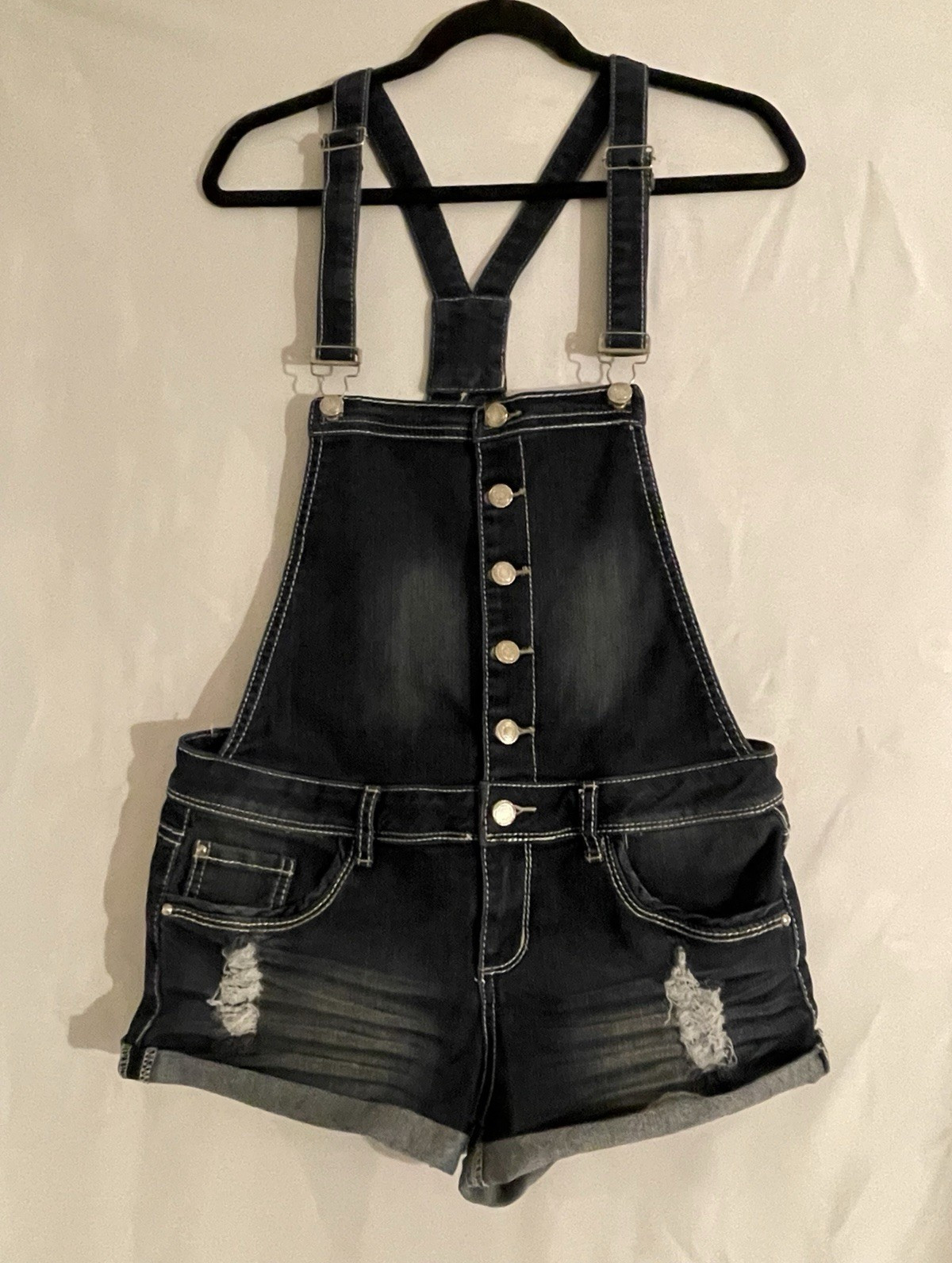 Almost Famous Girls Denim Shortalls One-Piece Blue Size 9 Adjustable Strap
