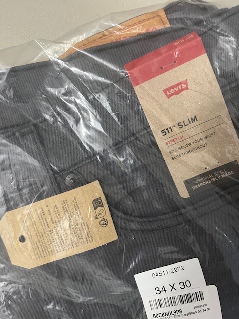 Levi’s 511 Slim Fit Men’s Jeans Wash: Grey/Black 3D Style# 04511-2272 34×30