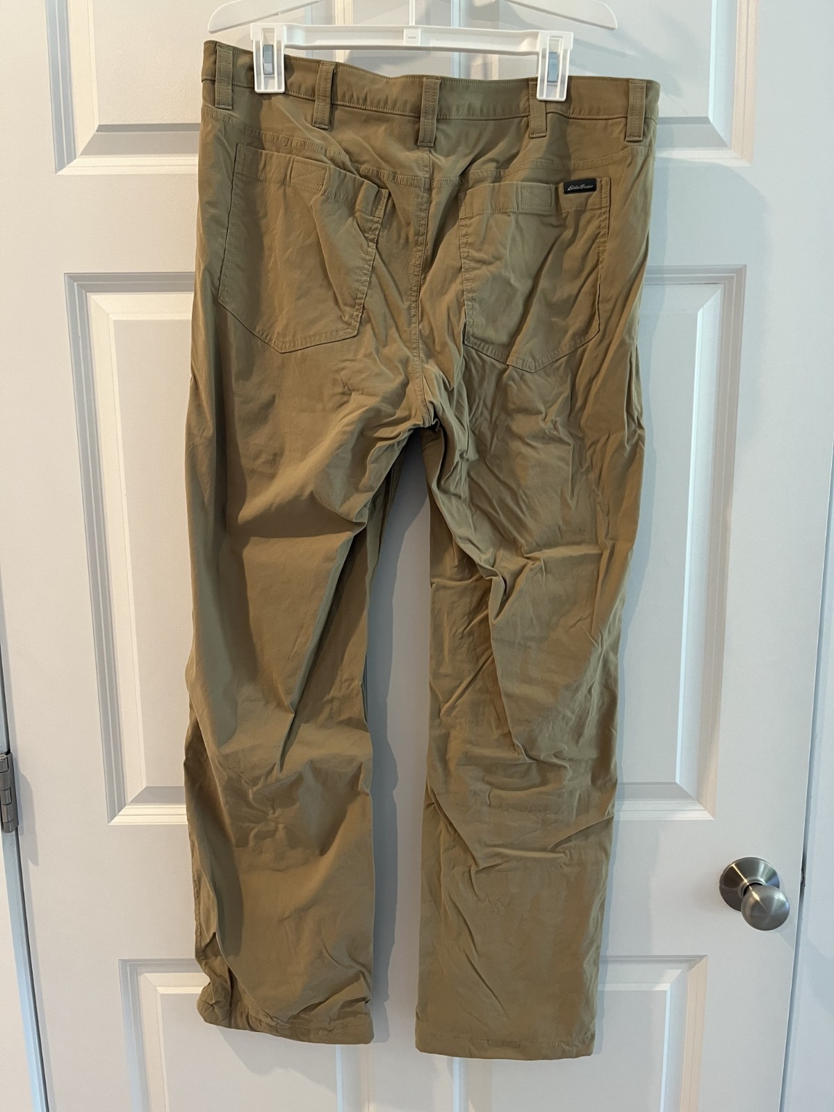 Eddie Bauer Pants Mens 36 x 32 Tan Fleece Lined Tech Nylon Stretch Cargo Pocket