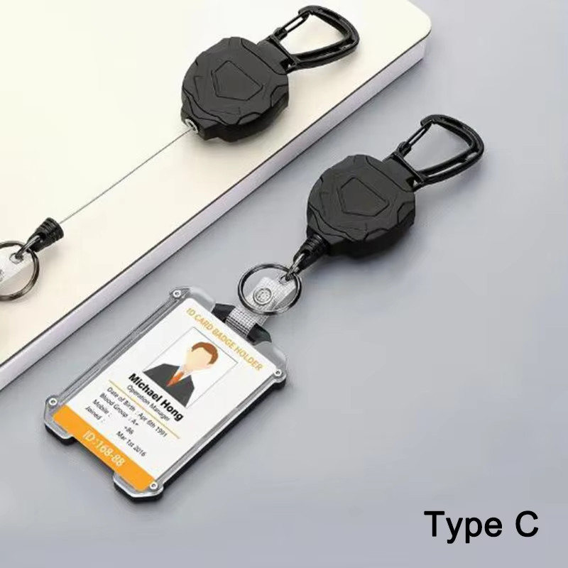 Retractable Badge Holder, Heavy Duty Carabiner Keychain, Tactical ID Card Holder