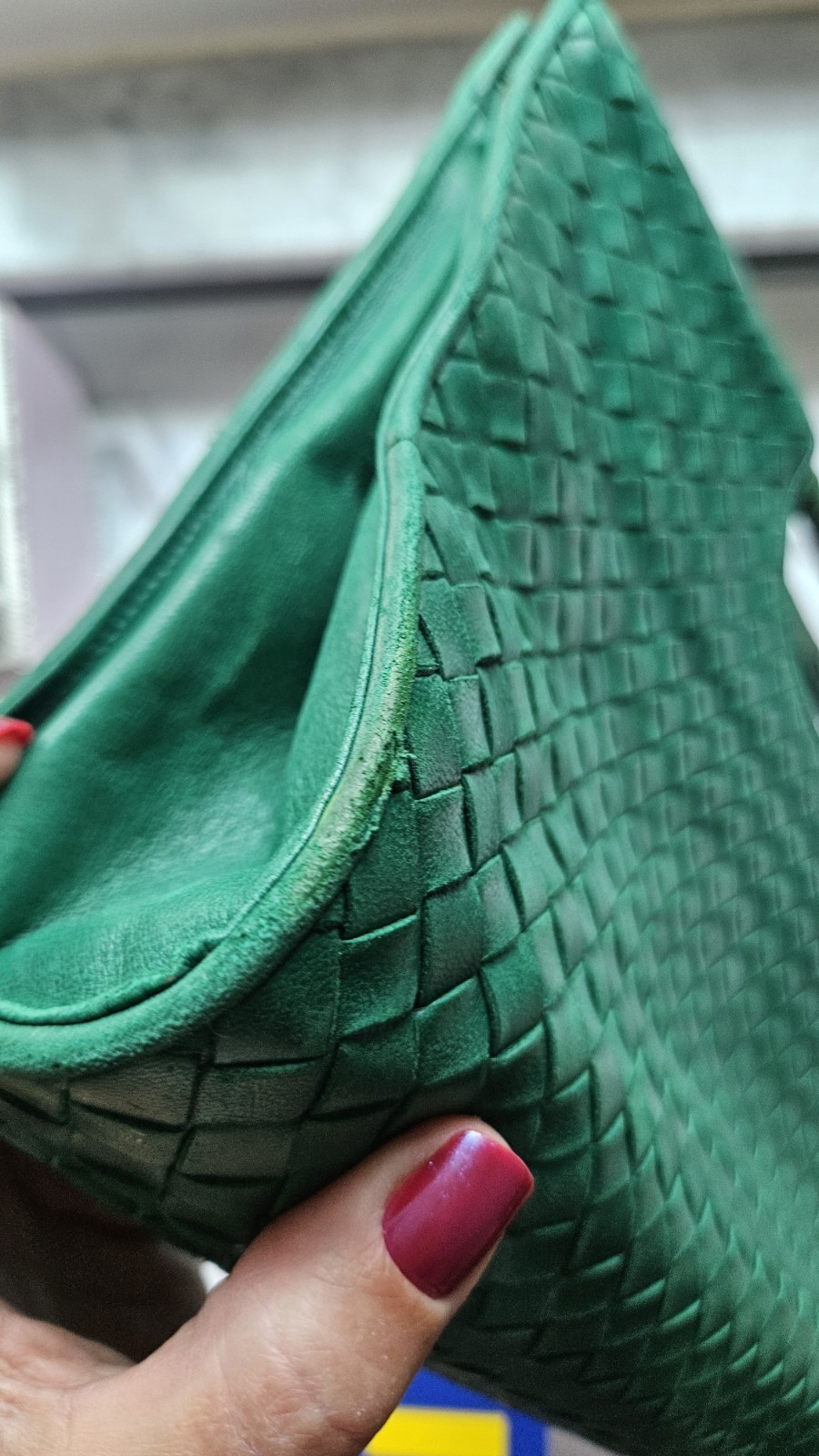 Vintage 90s Bottega Veneta Green Intrecciato Nappa Frame Bag